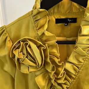 Ryu Yellow Gold Ruffle Coat Size S Spring Jacket